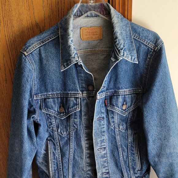 Vintage 80's Levi's Denim Trucker Jacket Red Tab Size 40R Made in USA 70506-0216 - Picture 12 of 16